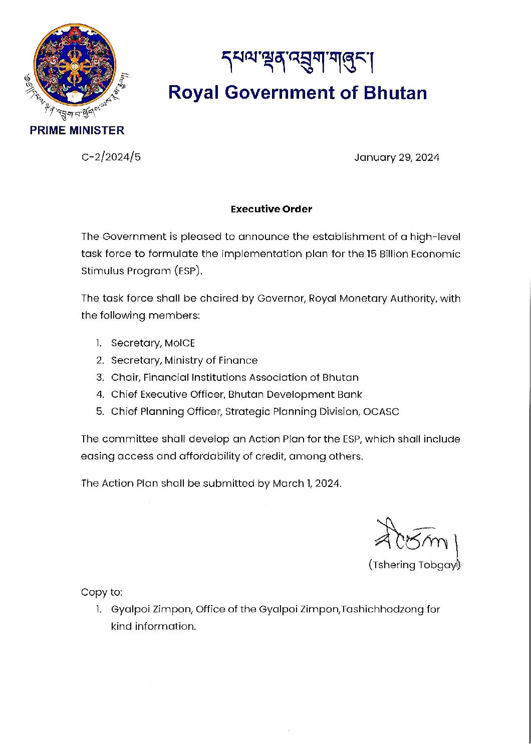Establishment of ESP Task Force
