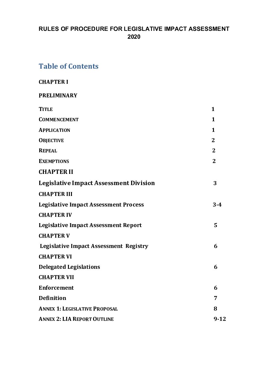 RoP for Legislative Impact Assessment